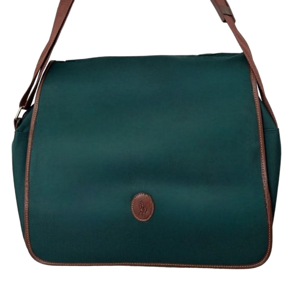 Polo Ralph Lauren- Vintage Green Satchel/Messenger Bag- EUC